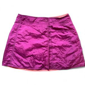 vintage 90s reversible purple and pink mini nylon sportswear skirt